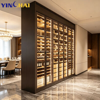 Constant temperature Embedded Full Wall  Stainless Steel Glass Wine Display