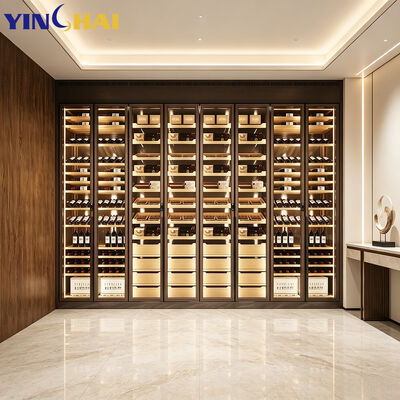 Constant temperature Embedded Full Wall  Stainless Steel Glass Wine Display