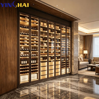 Constant temperature Embedded Full Wall  Stainless Steel Glass Wine Display