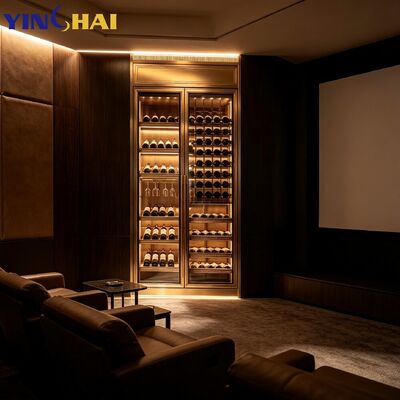 Custom  Constant Temperature Wine Cabinet With Ambient Lighting  Glass Door