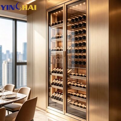 Custom  Constant Temperature Wine Cabinet With Ambient Lighting  Glass Door