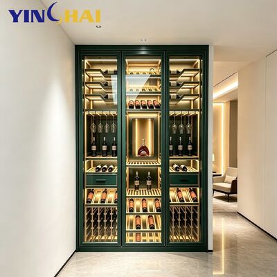 YINGHAI Custom Dark Green Stainless Steel Constant Temperature Wine Cabinet