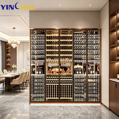 Custom Stainless Steel Wine Display Cabinet Large Capacity LED Storage Unit
