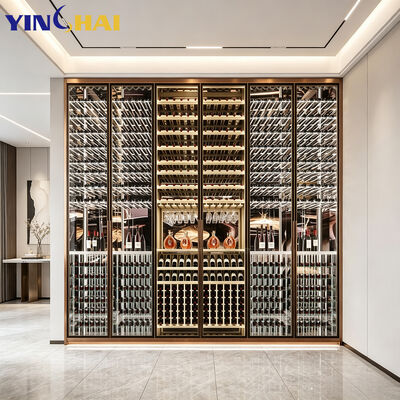 Custom Stainless Steel Wine Display Cabinet Large Capacity LED Storage Unit