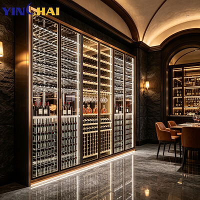 Custom Stainless Steel Wine Display Cabinet Large Capacity LED Storage Unit