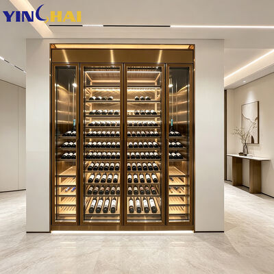 Large Capacity Wine Cabinet Stainless Steel LED Villa Storage Cabinet