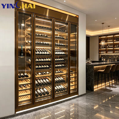 Large Capacity Wine Cabinet Stainless Steel LED Villa Storage Cabinet
