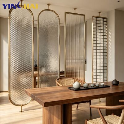 Stainless Steel Multi Texture Art Glass Partition Screen With Dynamic Light Shadow