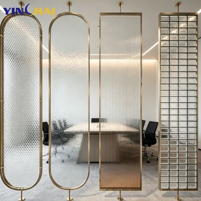 Stainless Steel Multi Texture Art Glass Partition Screen With Dynamic Light Shadow