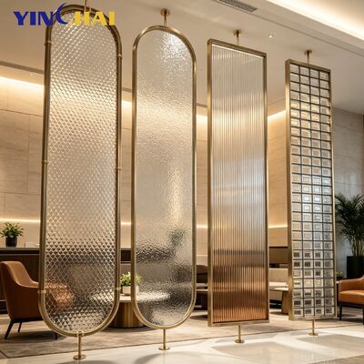 Stainless Steel Multi Texture Art Glass Partition Screen With Dynamic Light Shadow