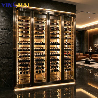 Freestanding Wine Display Cabinet Stainless Steel LED Tempered Glass Home Bar Unit
